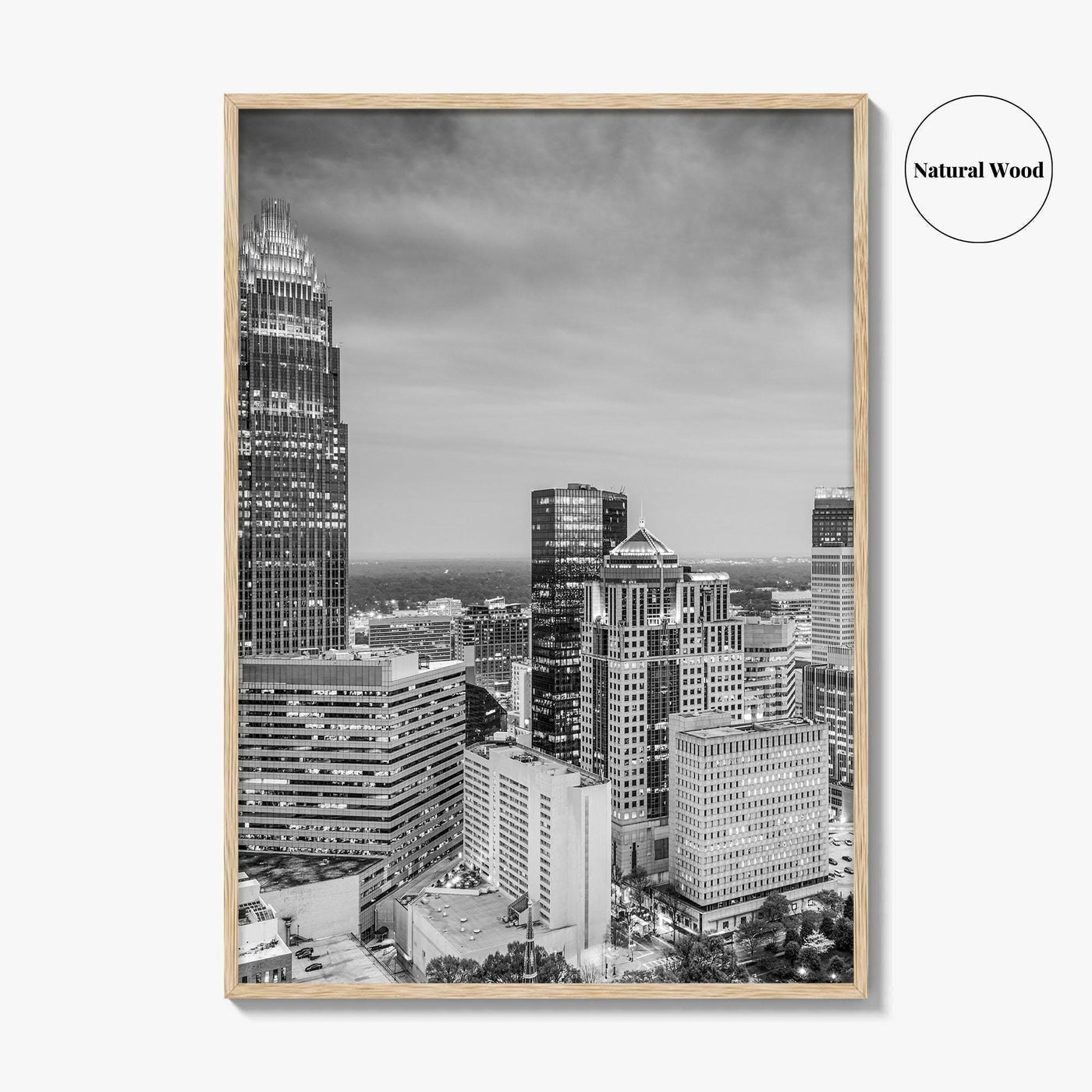 Charlotte Skyline Black and White Fine Art Photo Print, Uptown North Carolina Poster