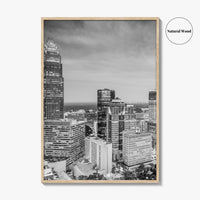 Charlotte Skyline Black and White Fine Art Photo Print, Uptown North Carolina Poster