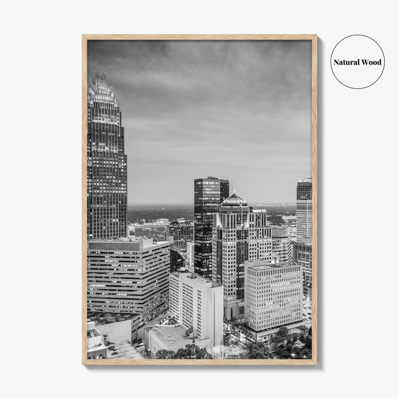 Charlotte Skyline Black and White Fine Art Photo Print, Uptown North Carolina Poster