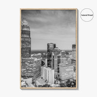 Charlotte Skyline Black and White Fine Art Photo Print, Uptown North Carolina Poster