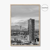 Monterrey Black and White Fine Art Photo Print, Mexico City View, Nuevo Leon Poster