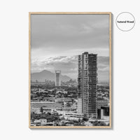 Monterrey Black and White Fine Art Photo Print, Mexico City View, Nuevo Leon Poster