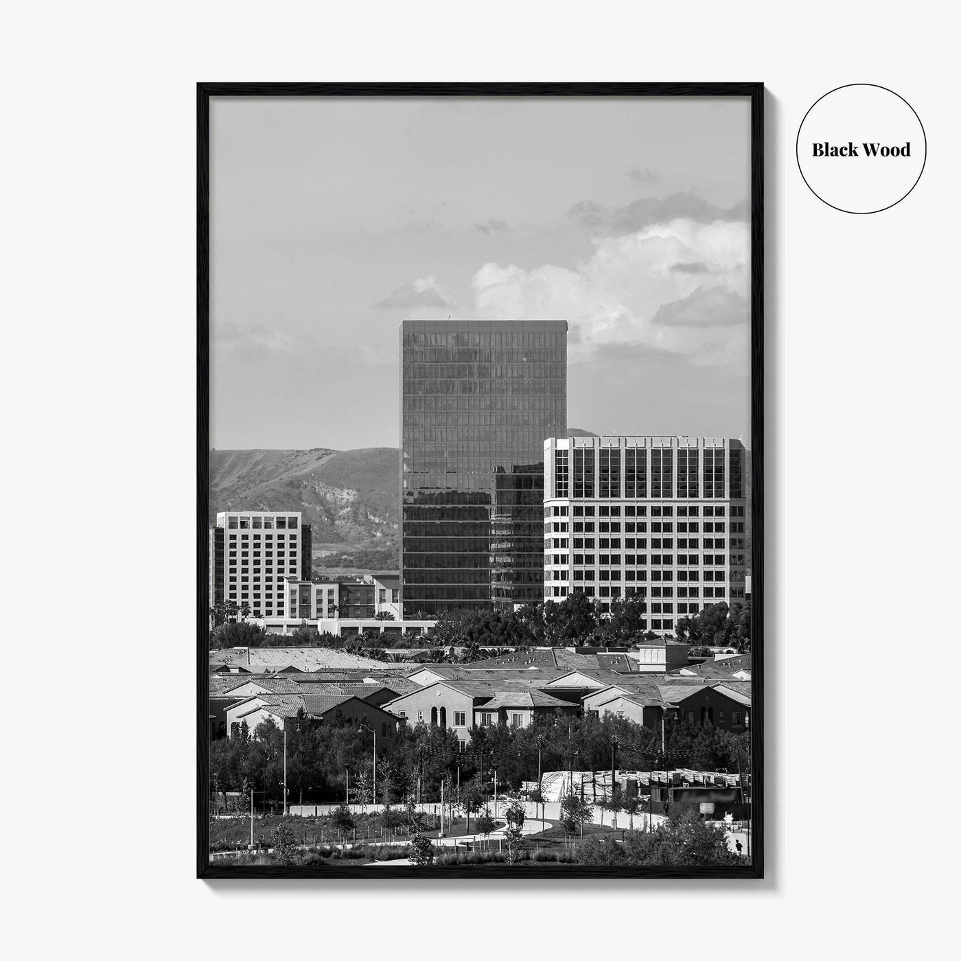 Irvine Skyline Black and White Fine Art Photo Print, Orange County, California Poster