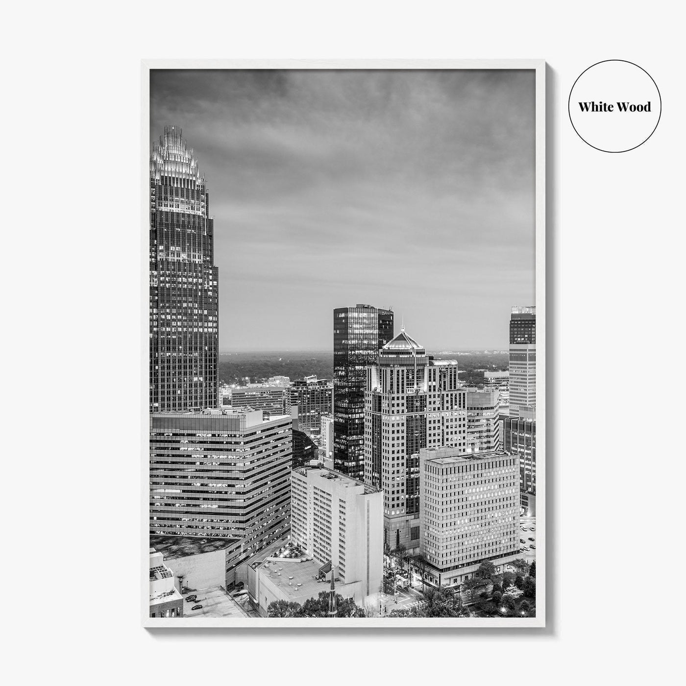 Charlotte Skyline Black and White Fine Art Photo Print, Uptown North Carolina Poster