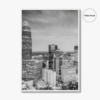 Charlotte Skyline Black and White Fine Art Photo Print, Uptown North Carolina Poster