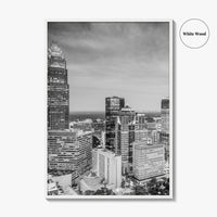 Charlotte Skyline Black and White Fine Art Photo Print, Uptown North Carolina Poster