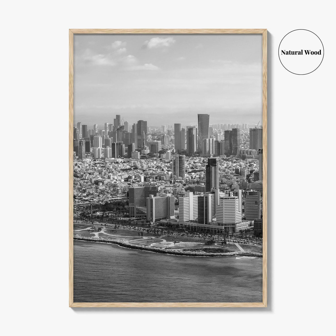 Tel Aviv Skyline Black and White Fine Art Photo Print, Israel Beach Poster