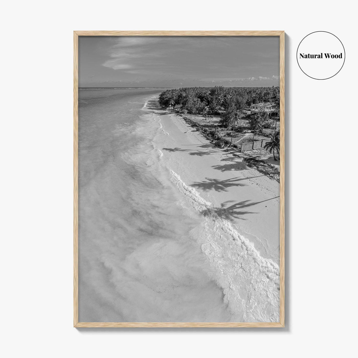 Zanzibar Black and White Fine Art Photo Print, Aerial Beach, Tanzania, Indian Ocean Poster