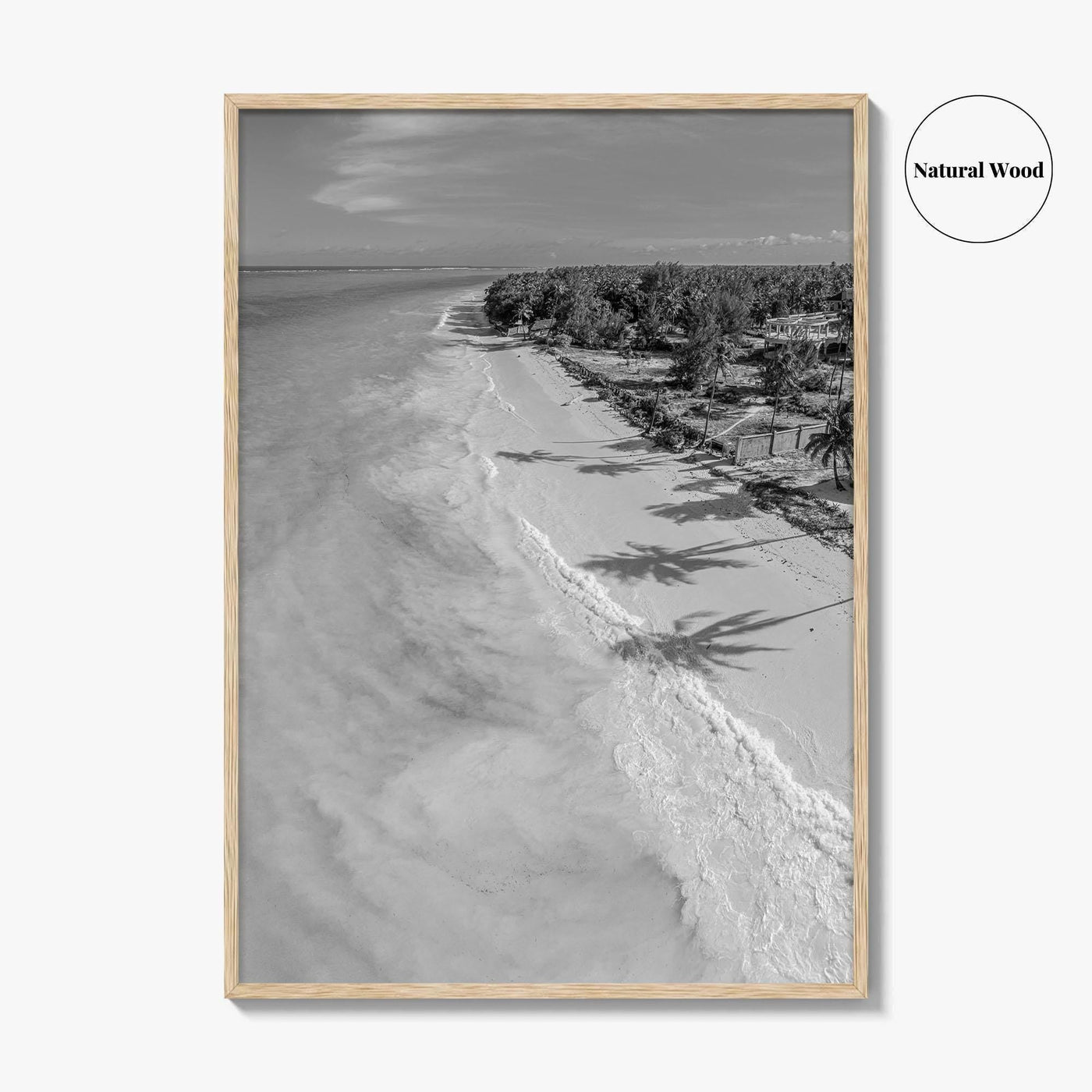 Zanzibar Black and White Fine Art Photo Print, Aerial Beach, Tanzania, Indian Ocean Poster