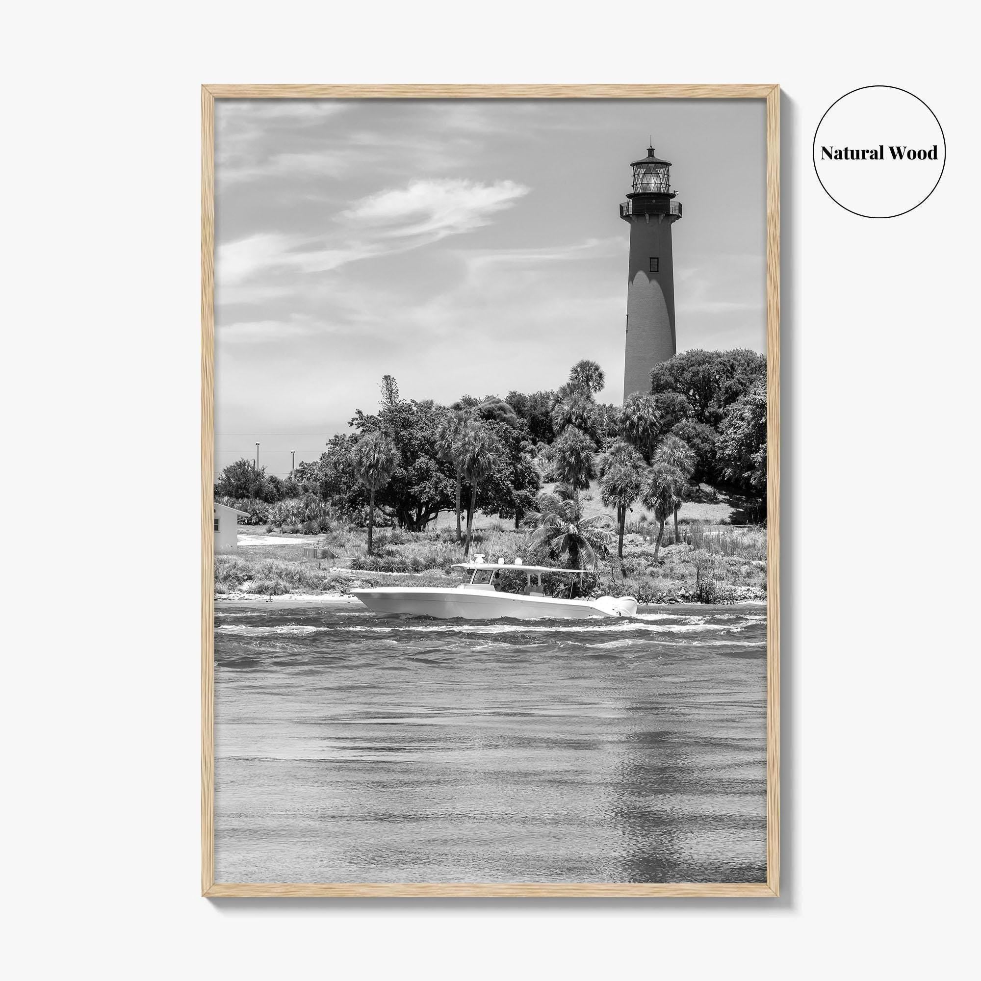 Jupiter Black and White Fine Art Photo Print, Palm Beach Lighthouse Florida USA Poster