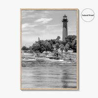Jupiter Black and White Fine Art Photo Print, Palm Beach Lighthouse Florida USA Poster