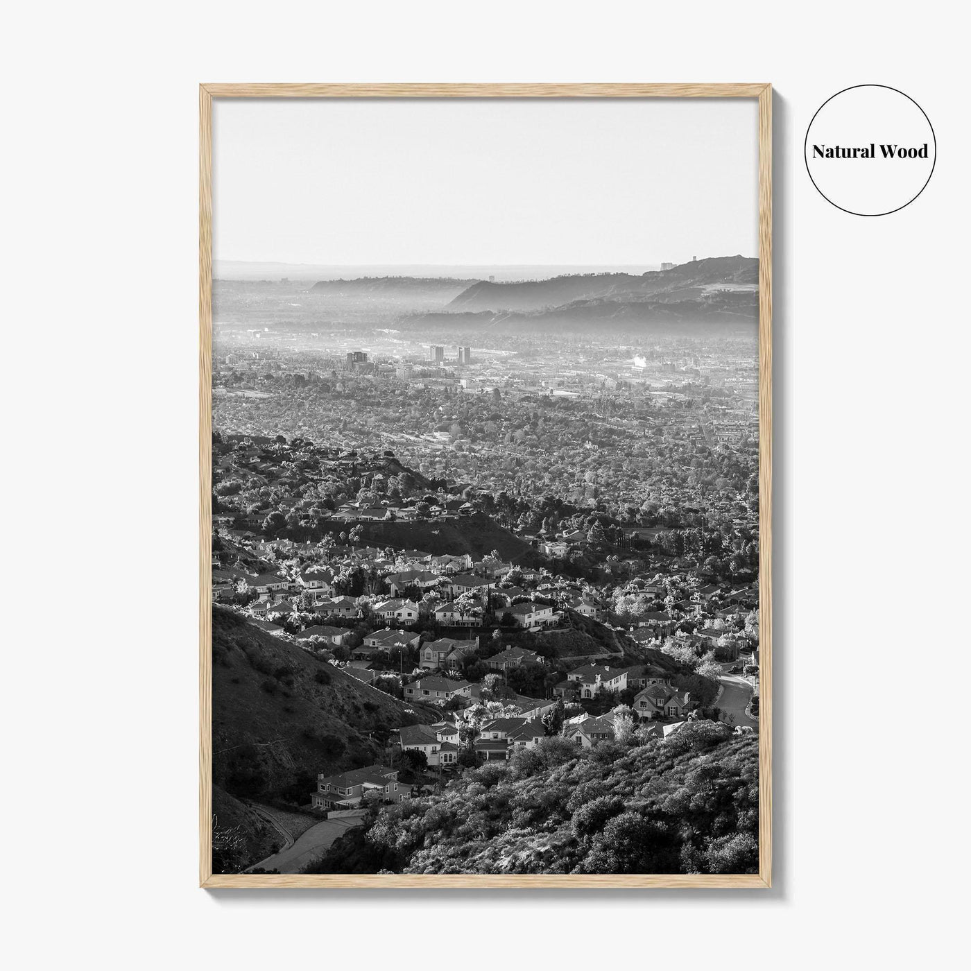 Burbank Skyline Black and White Fine Art Photo Print, Los Angeles, California Poster