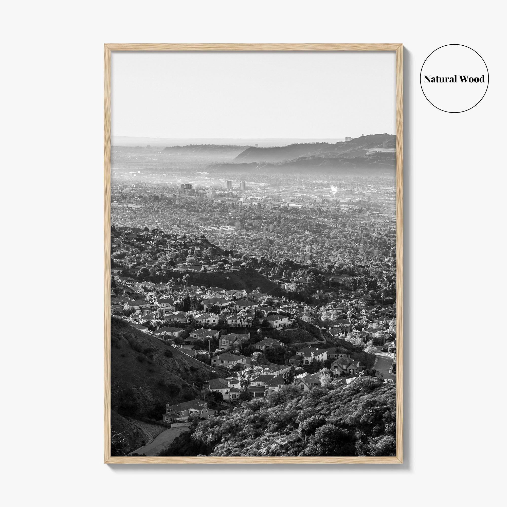 Burbank Skyline Black and White Fine Art Photo Print, Los Angeles, California Poster