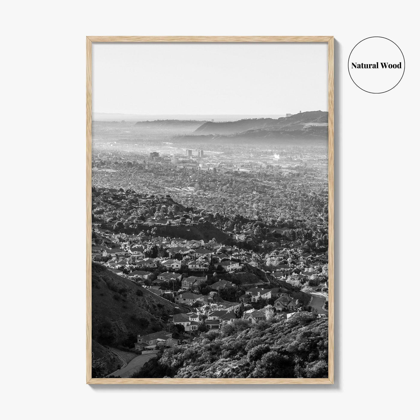 Burbank Skyline Black and White Fine Art Photo Print, Los Angeles, California Poster