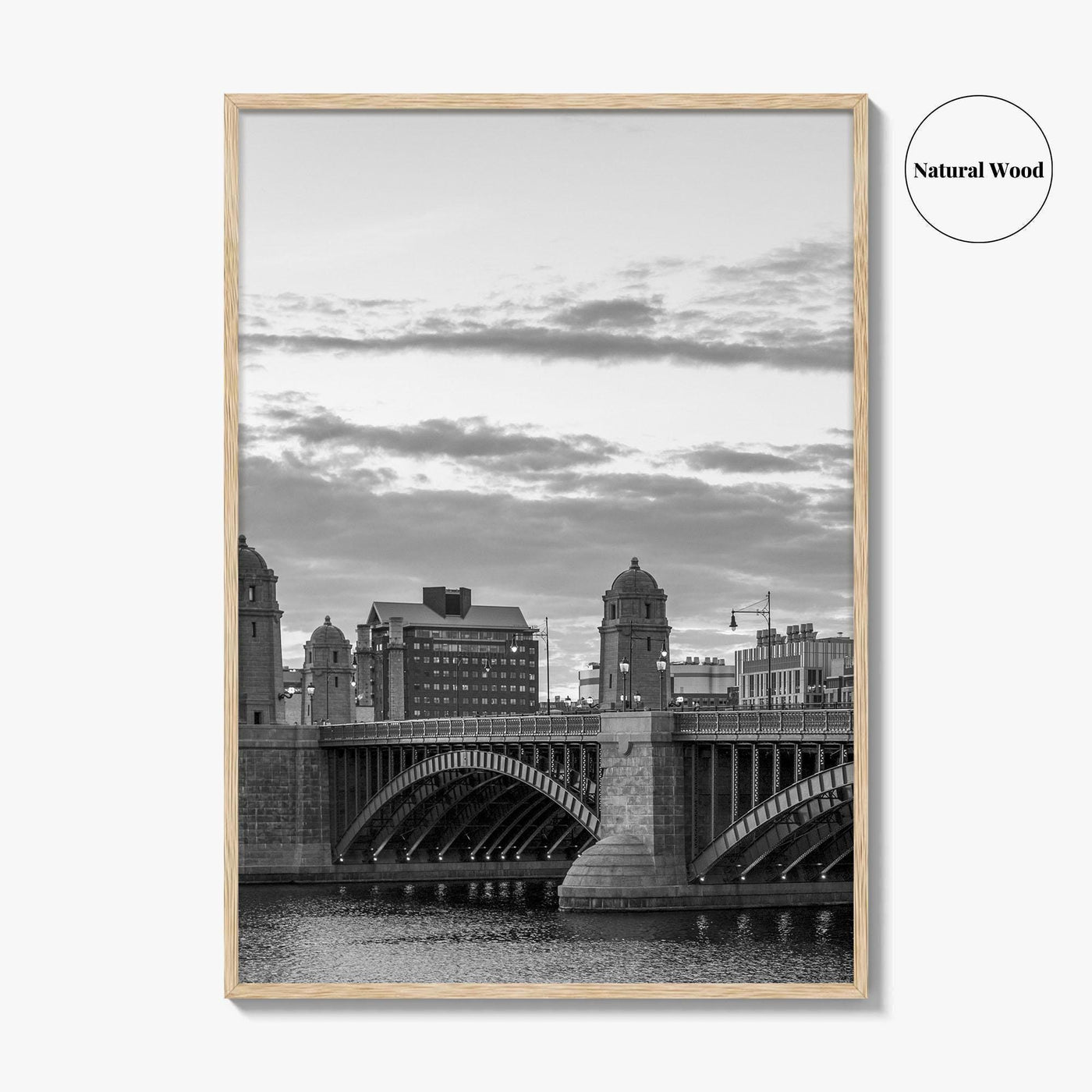 Boston Black and White Fine Art Photo Print, Longfellow Bridge Charles River Cambridge Poster