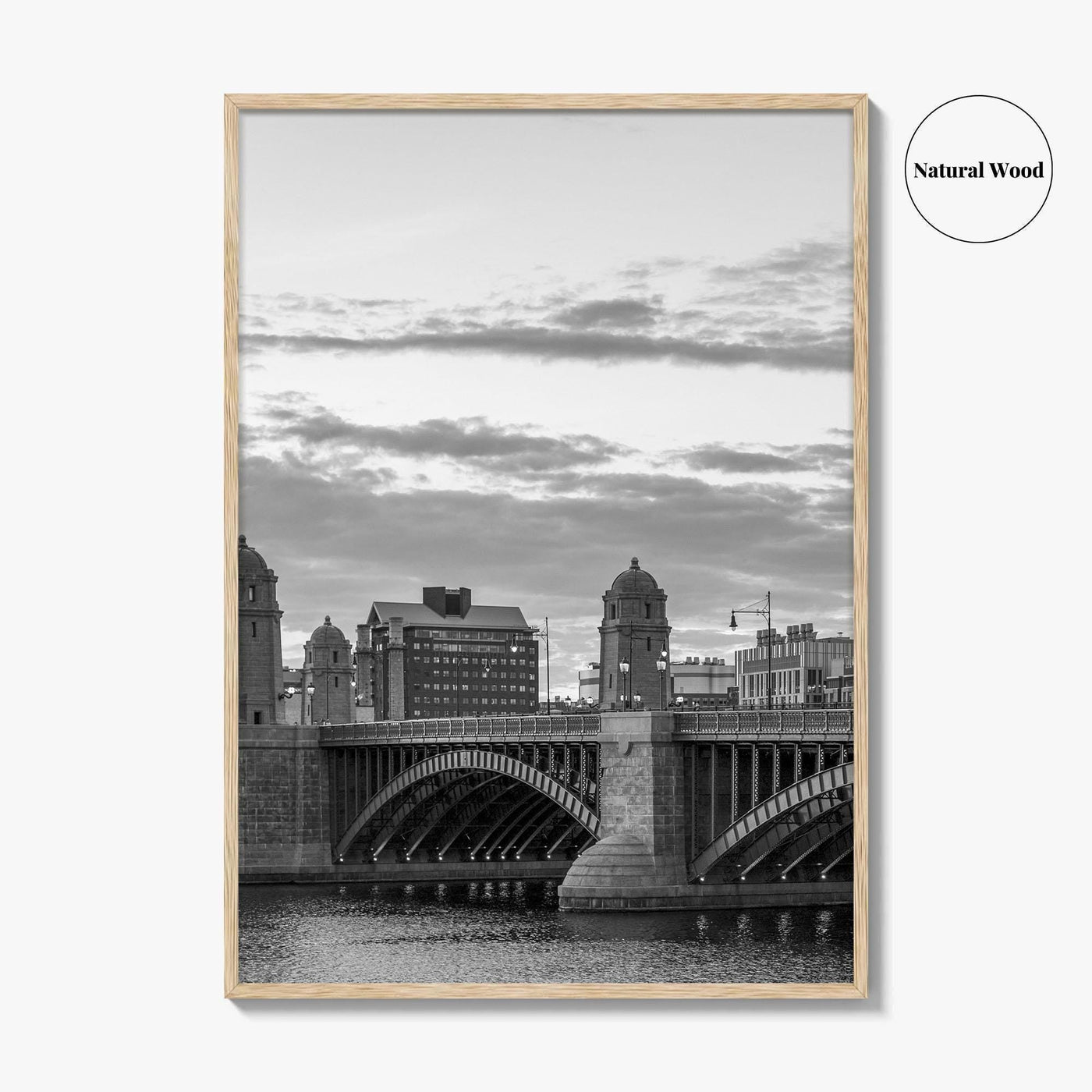 Boston Black and White Fine Art Photo Print, Longfellow Bridge Charles River Cambridge Poster