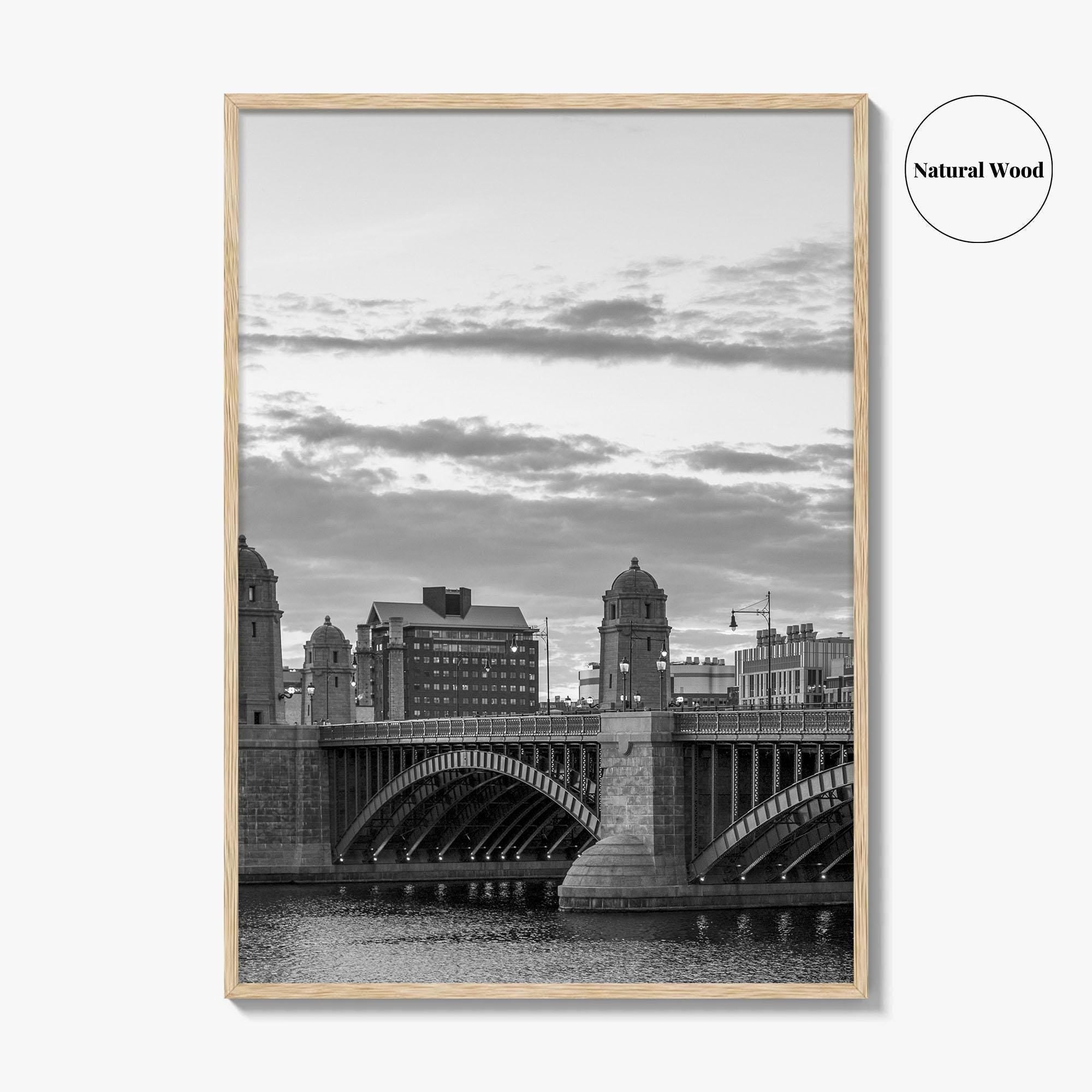 Boston Black and White Fine Art Photo Print, Longfellow Bridge Charles River Cambridge Poster