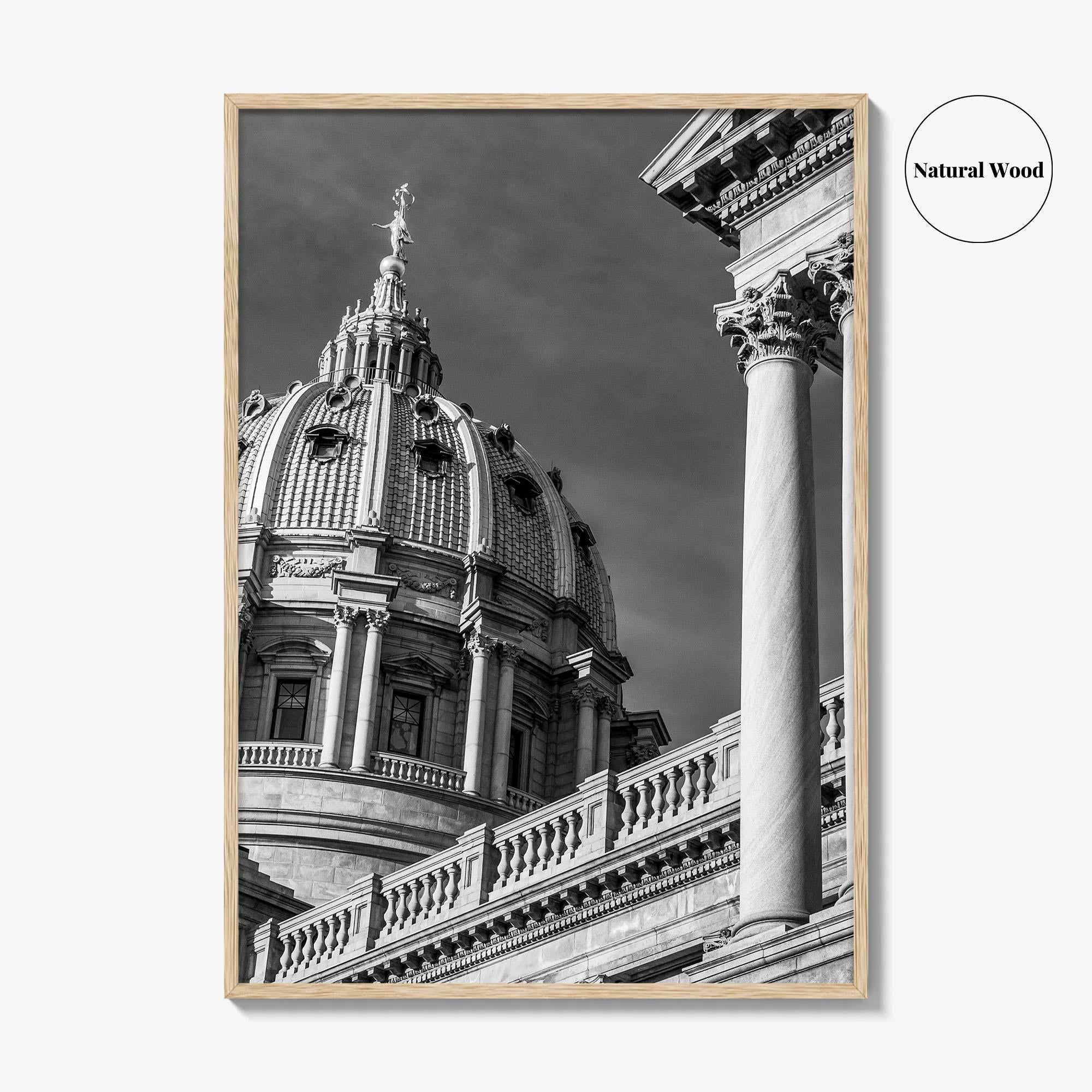 Harrisburg Black and White Fine Art Photo Print, Pennsylvania State Capitol Poster