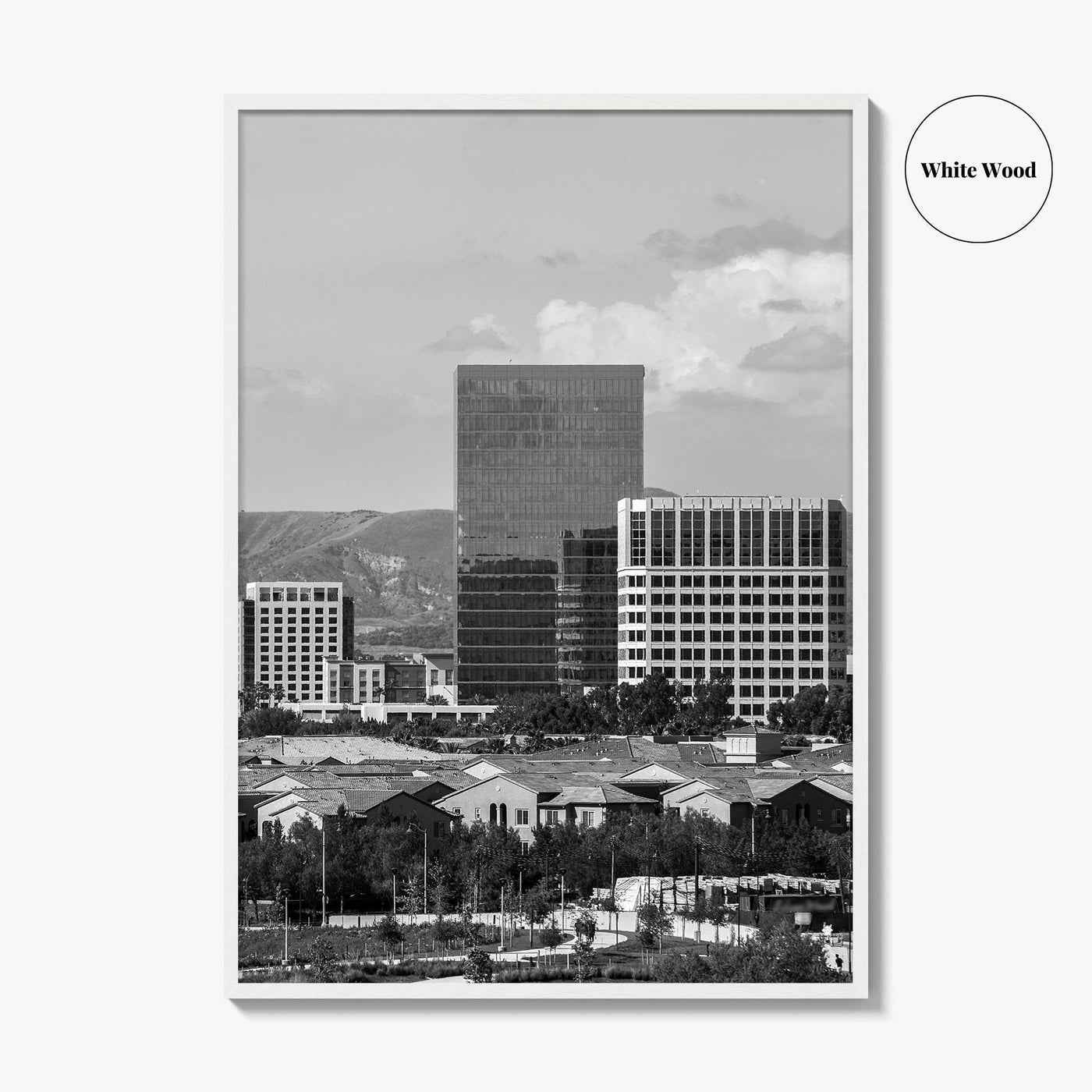 Irvine Skyline Black and White Fine Art Photo Print, Orange County, California Poster