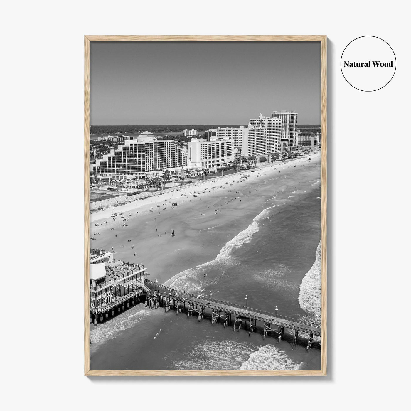 Daytona Beach Black and White Fine Art Photo Print, Florida USA Wall Poster