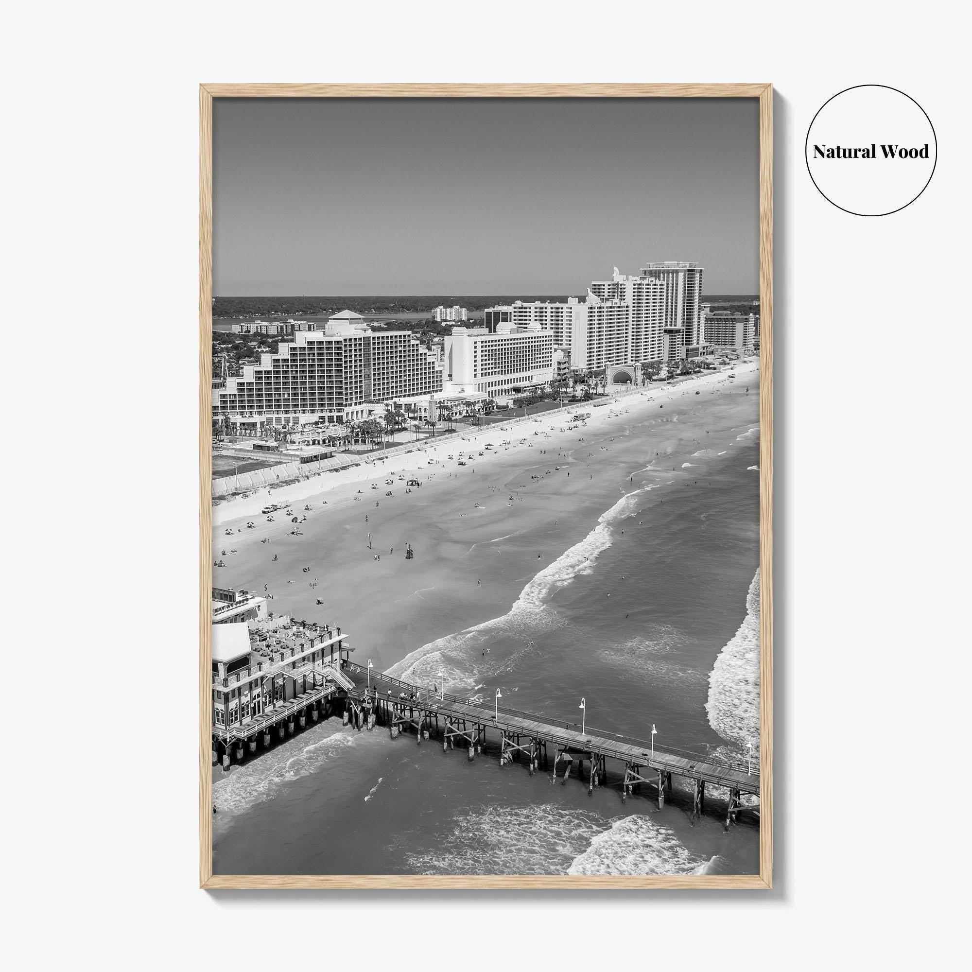 Daytona Beach Black and White Fine Art Photo Print, Florida USA Wall Poster