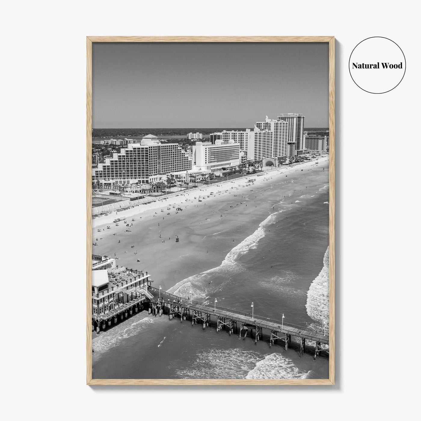 Daytona Beach Black and White Fine Art Photo Print, Florida USA Wall Poster
