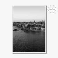 Newport Beach Black and White Fine Art Photo Print, Corona Del Mar California Poster