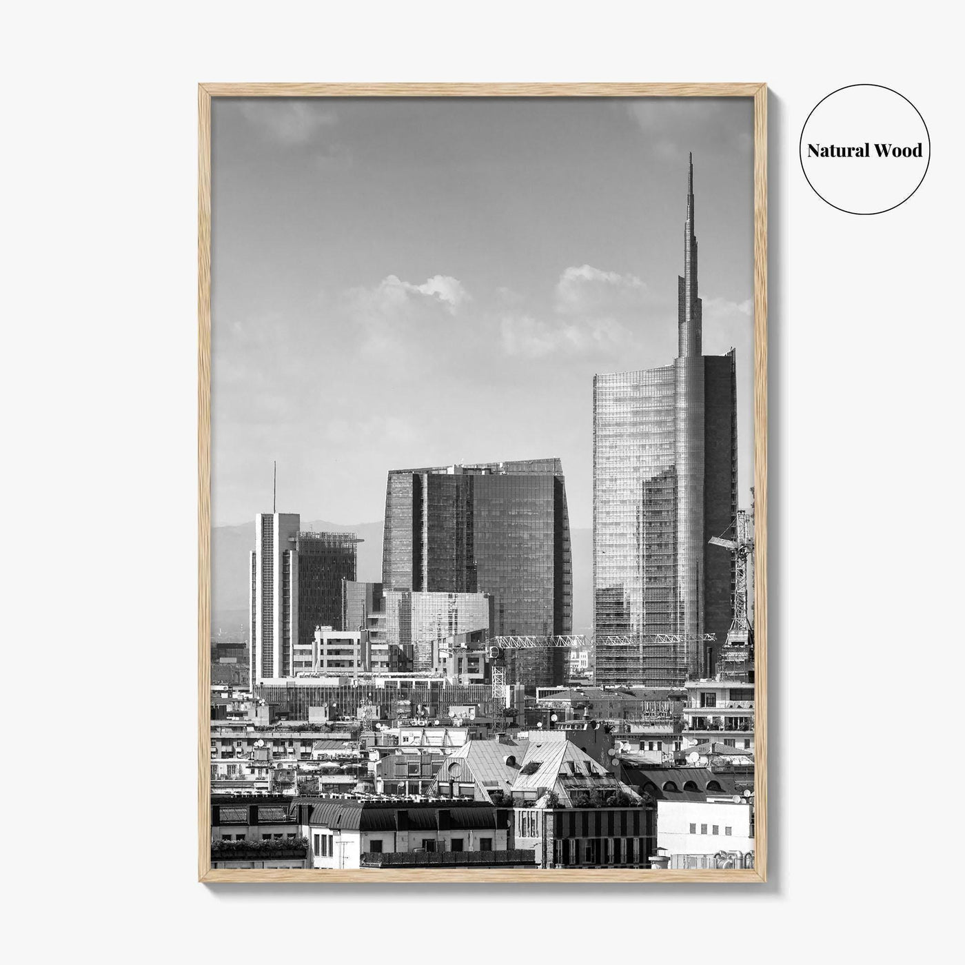 Milan Skyline Black and White Fine Art Photo Print, Porta Nuova, Italy Poster