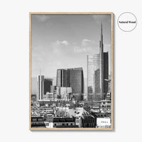 Milan Skyline Black and White Fine Art Photo Print, Porta Nuova, Italy Poster