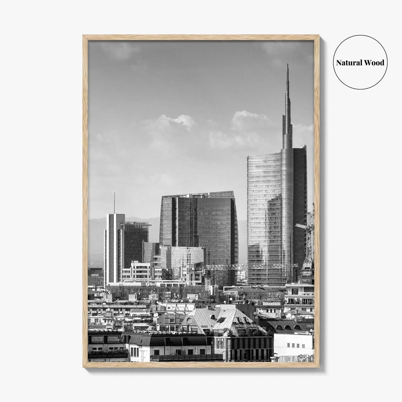 Milan Skyline Black and White Fine Art Photo Print, Porta Nuova, Italy Poster
