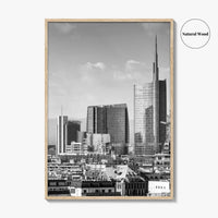 Milan Skyline Black and White Fine Art Photo Print, Porta Nuova, Italy Poster