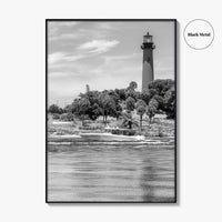 Jupiter Black and White Fine Art Photo Print, Palm Beach Lighthouse Florida USA Poster