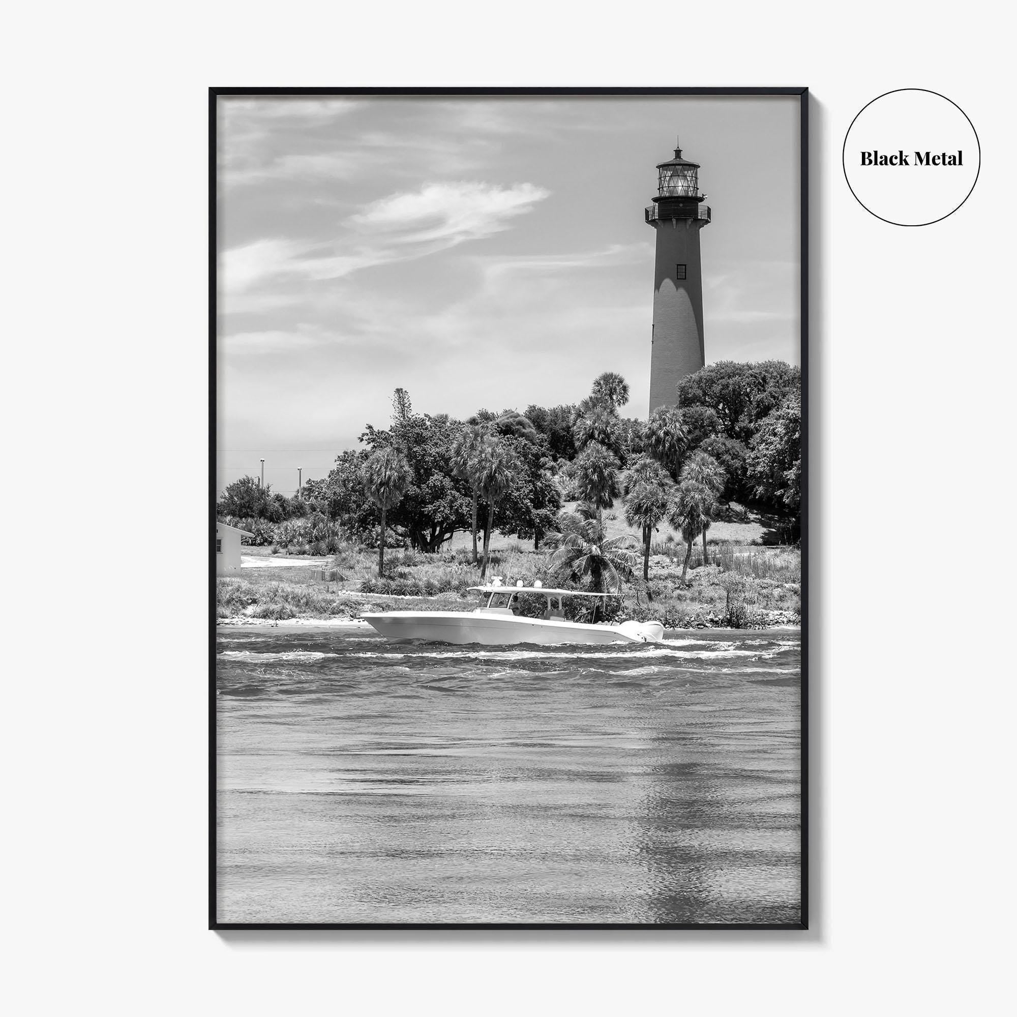 Jupiter Black and White Fine Art Photo Print, Palm Beach Lighthouse Florida USA Poster