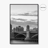Boston Black and White Fine Art Photo Print, Longfellow Bridge Charles River Cambridge Poster