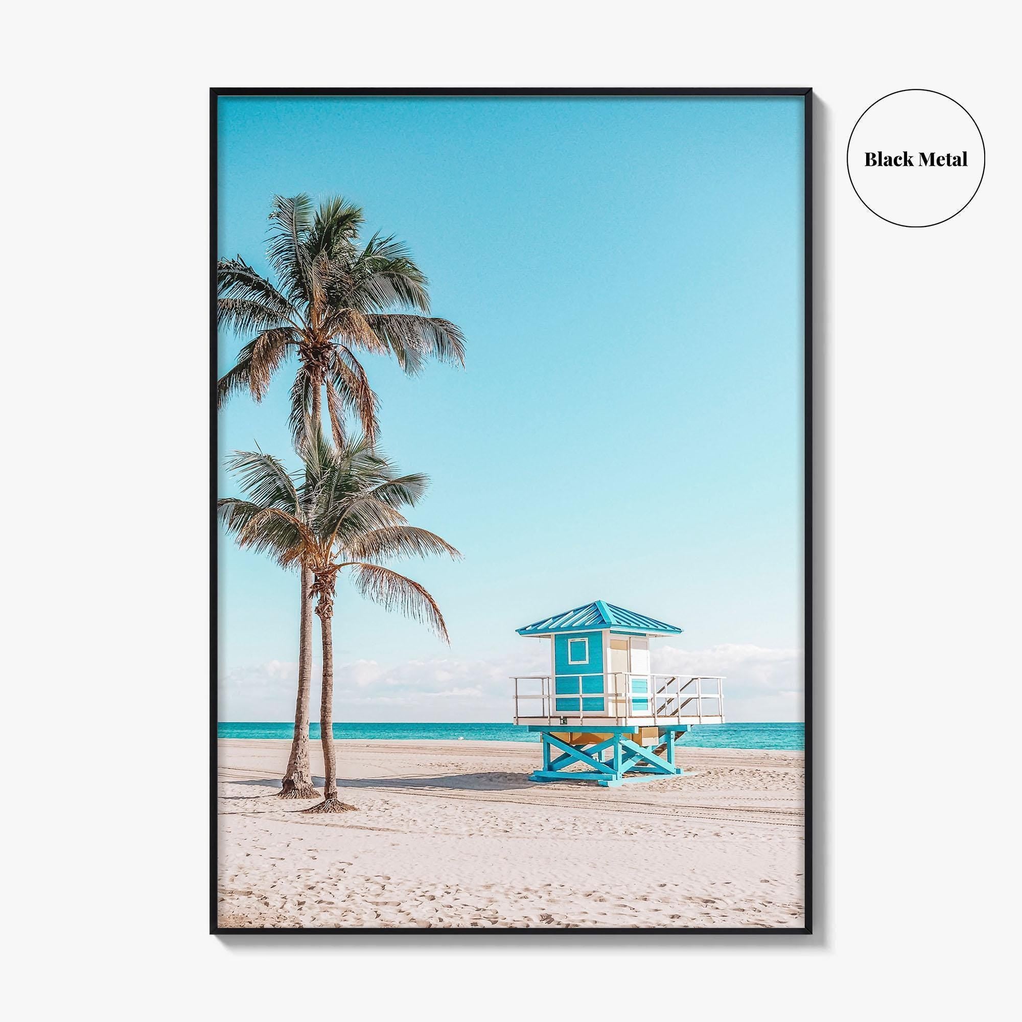 Fort Lauderdale Blue and Yellow Fine Art Photo Print, Florida Beach Lifeguard Tower, USA