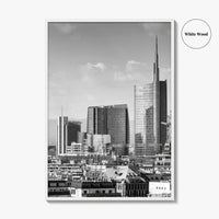 Milan Skyline Black and White Fine Art Photo Print, Porta Nuova, Italy Poster