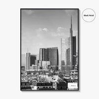 Milan Skyline Black and White Fine Art Photo Print, Porta Nuova, Italy Poster
