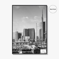 Milan Skyline Black and White Fine Art Photo Print, Porta Nuova, Italy Poster