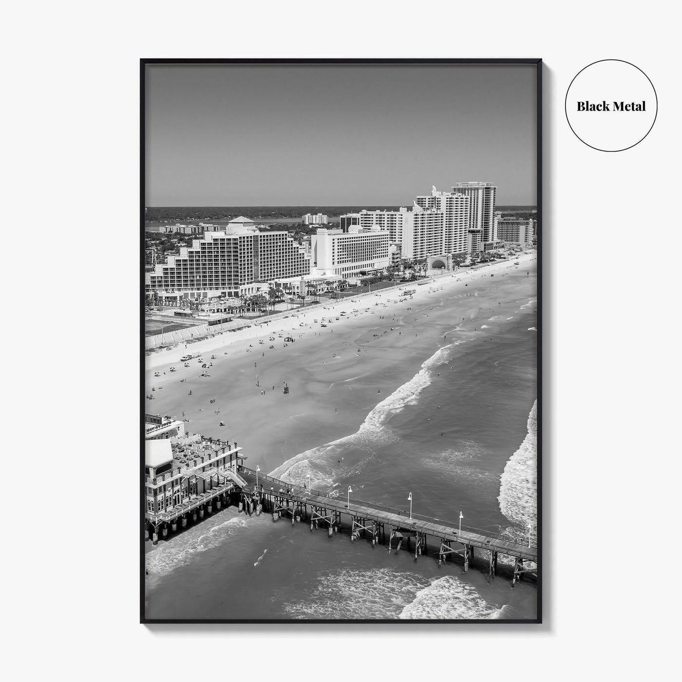 Daytona Beach Black and White Fine Art Photo Print, Florida USA Wall Poster