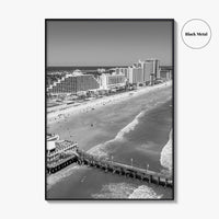 Daytona Beach Black and White Fine Art Photo Print, Florida USA Wall Poster