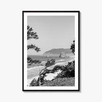 Cannon Beach Black and White Fine Art Photo Print, Haystack Rock Oregon Coast Poster