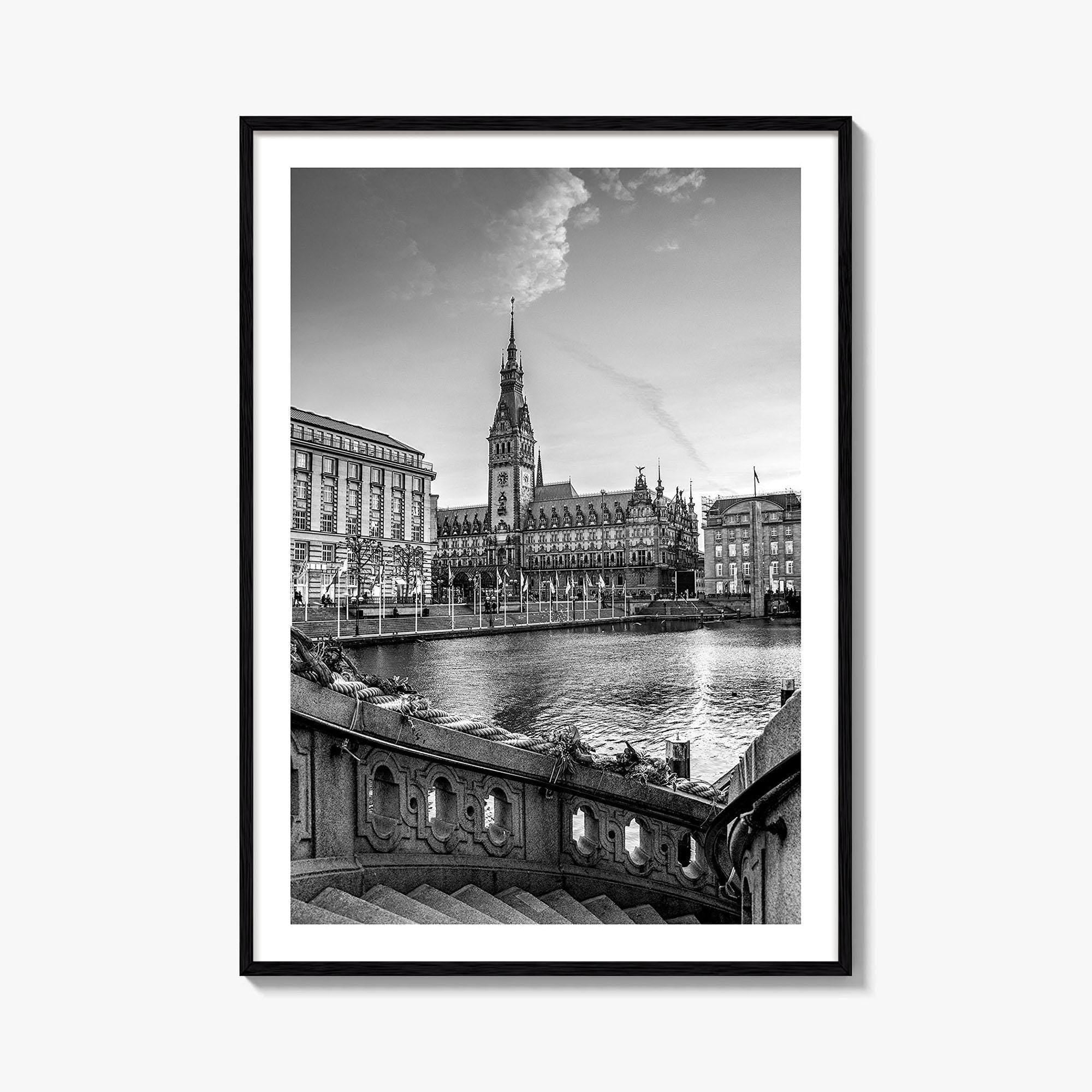 Hamburg Black and White Fine Art Photo Print, City Hall Rathaus, Germany Wall Poster