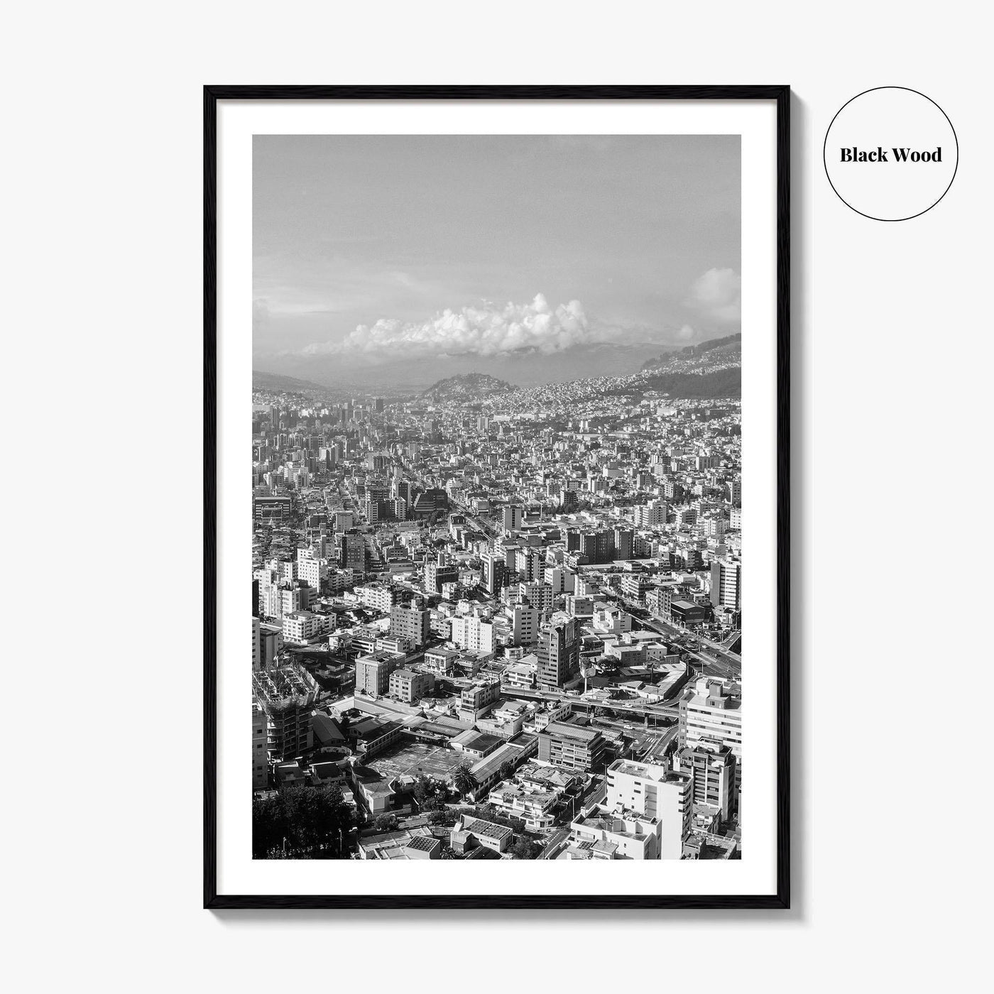 Quito Skyline Black and White Fine Art Photo Print, Ecuador, City Poster, Wall Decor