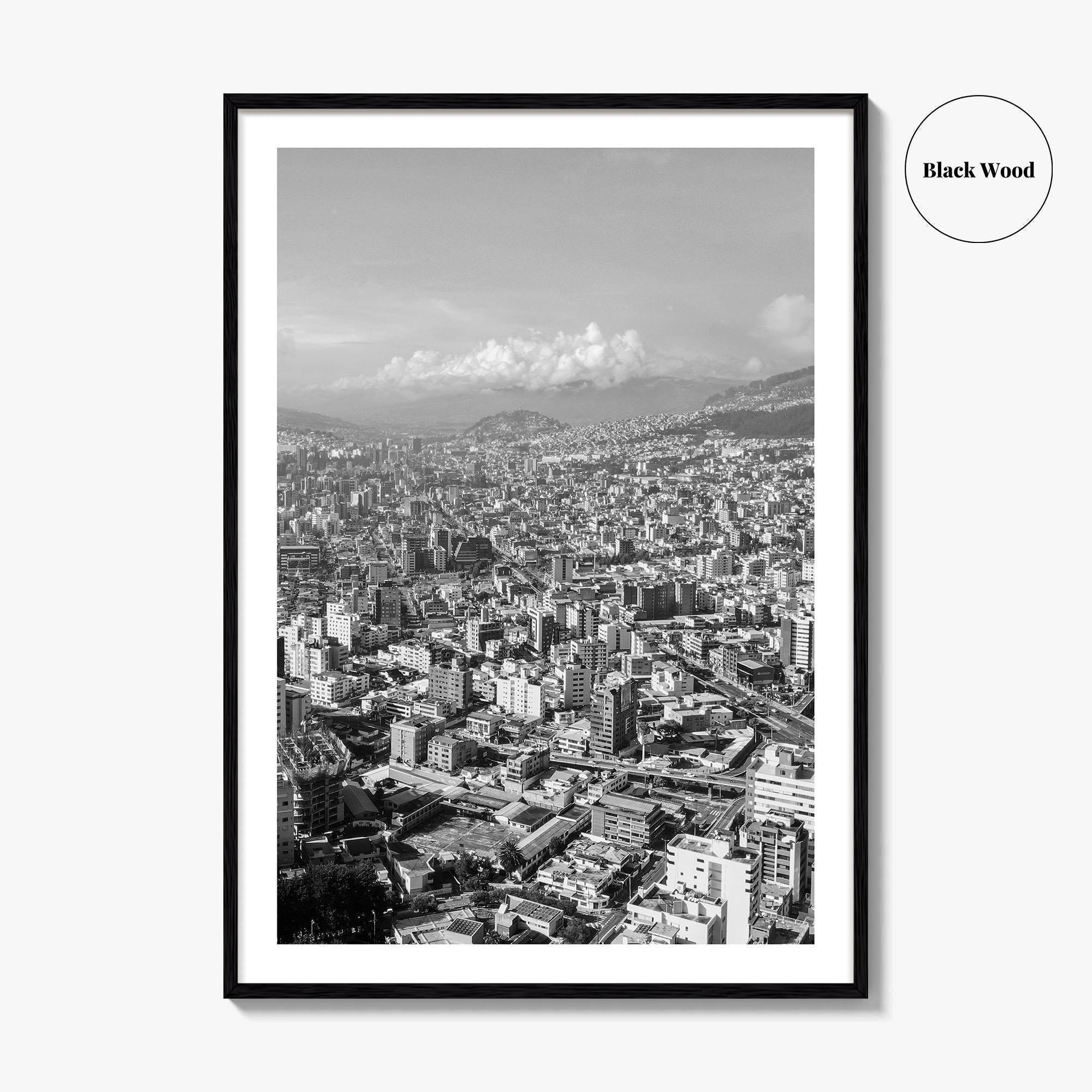 Quito Skyline Black and White Fine Art Photo Print, Ecuador, City Poster, Wall Decor