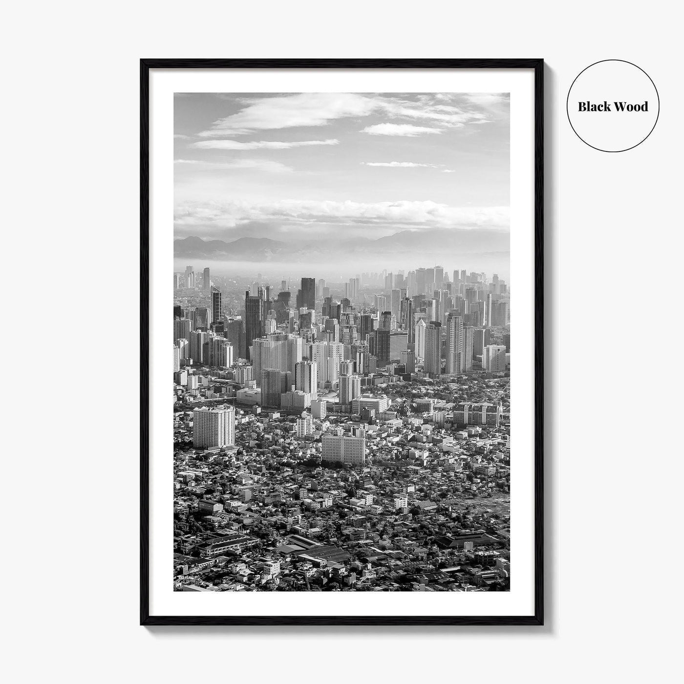 Manila Skyline Black and White Fine Art Photo Print, Makati, Pasay, Philippines