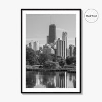 Chicago Skyline Black and White Fine Art Photo Print, Lincoln Park Illinois Poster