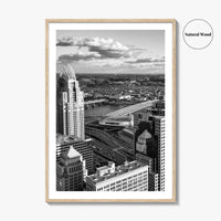 Cincinnati Skyline Black and White Fine Art Photo Print, Ohio River, USA Poster