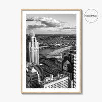 Cincinnati Skyline Black and White Fine Art Photo Print, Ohio River, USA Poster