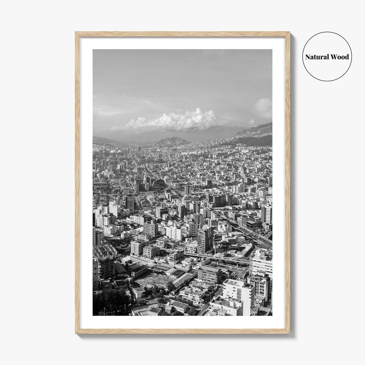 Quito Skyline Black and White Fine Art Photo Print, Ecuador, City Poster, Wall Decor