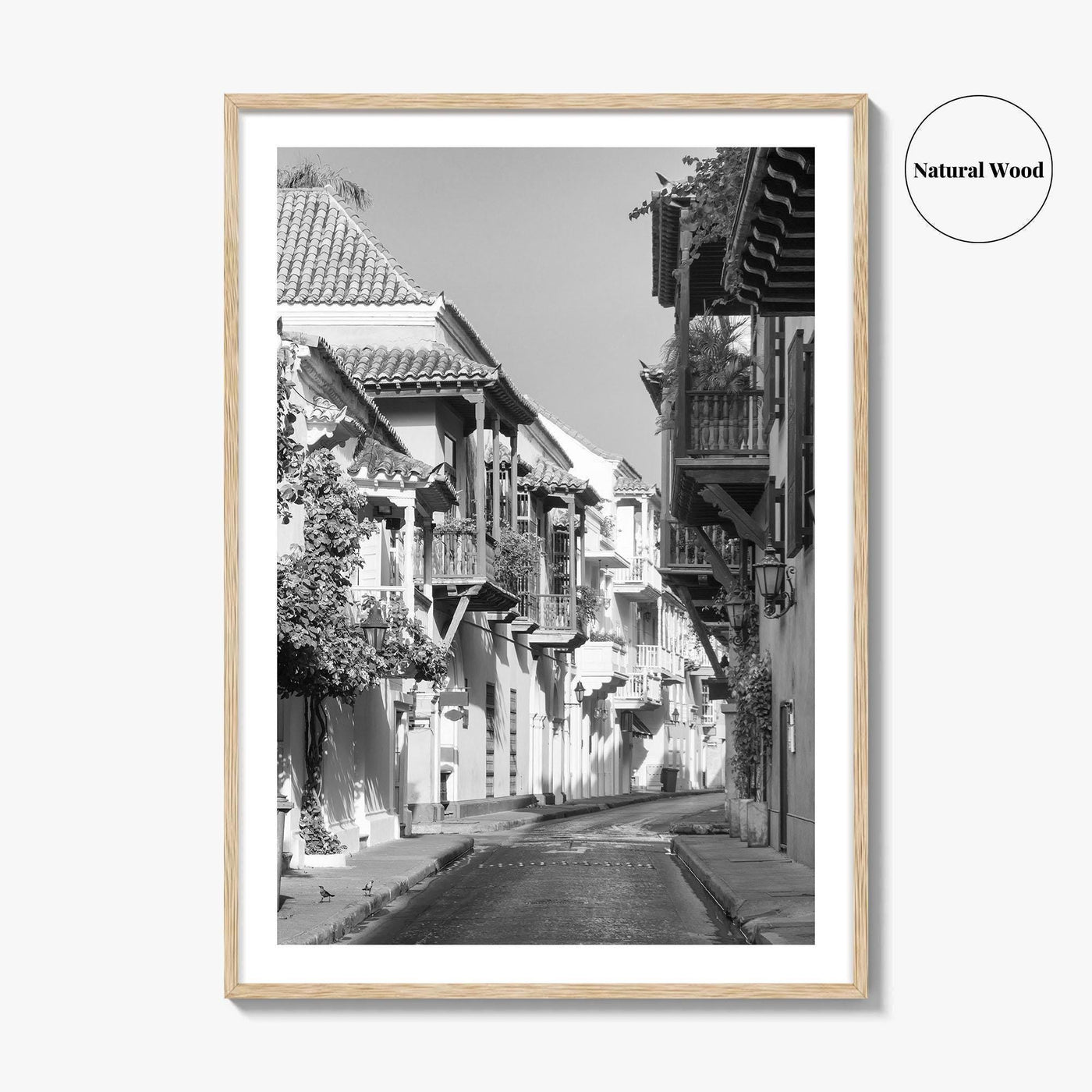 Cartagena Black and White Fine Art Photo Print, Colombia Colonial Street Poster
